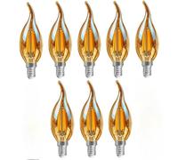 LEDSone E14 LED Candle Bulb 4W C35 Flame Tip Dimmable Vintage Filament Light 2700K Warm White Amber Glass Energy Saving Small Edison Screw for Chandeliers, Wall Lamps, Sconces