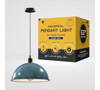 LEDSone E27 Ceiling Pendant Light Fixtures 40cm Metal Light Blue Dome Shades Retro Industrial Hanging Lamp for Living Room Bedroom Kitchen Restaurant Loft Coffee Bar