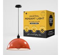 LEDSone E27 Ceiling Pendant Light Fixtures 40cm Metal Orange Dome Shades Retro Industrial Hanging Lamp for Living Room Bedroom Kitchen Restaurant Loft Coffee Bar