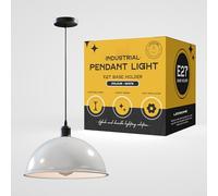 LEDSone E27 Ceiling Pendant Light Fixtures 40cm Metal White Dome Shades Retro Industrial Hanging Lamp for Living Room Bedroom Kitchen Restaurant Loft Coffee Bar