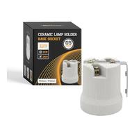 Ledsone E27 Ceramic Socket with Handle, 250V 2A - Heat Resistant Porcelain Lamp Holder for Edison Screw Bulbs - High Temperature Durable Light Bulb Socket with Secure Mounting Options - 5 Pack
