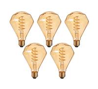 LEDSone E27 Diamond Vintage 4W LED Filament Bulb - Edison Spiral Non-Dimmable Amber Glass, Warm White 2700K, 450 lmn Decorative Lighting Screw, Energy Saving