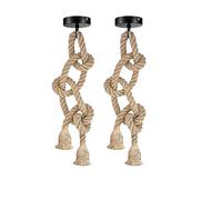 LEDSone E27 Double-Head Hemp Rope Vintage Hanging Pendant Light, Industrial Retro Country Style Ceiling Light Perfect for Dining Hall Restaurant Bar Cafe (Without Bulb 2PK)