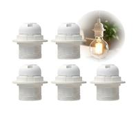 LEDSone E27 Lamp Holder, Vintage Edison Lamp Holder, E27 Screw Lampholder Fitting, DIY Pendant Ceiling Table Light, E27 Base Light Bulb Socket Holder (White - 5Pcs)