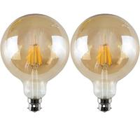 LEDSone E27 LED Light Bulbs 8W G125 Edison Screw Bulb 800lm Decorative Vintage Filament Lighting Clear Globe Glass CRI 90+ Warm White 2700K Dimmable (2, B22)