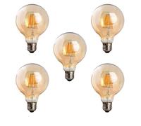 LEDSone E27 LED Vintage Light Bulb Screw 8W Edison Filament Bulb G95 Globe Edison Style Dimmable Bulbs Retro Amber Glass Decorative Bulbs Warm White 2700K (5 Pack)