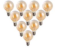 LEDSone E27 LED Vintage Light Bulb Screw 8W Edison Filament Bulb G95 Globe Edison Style Dimmable Bulbs Retro Amber Glass Decorative Bulbs Warm White 2700K (10 Pack)