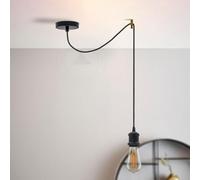 LEDSone Industrial Ceiling Pendant Light Fitting Ceiling Rose E27 Screw Lamp Holder, 2m Braided Cable Chandelier Haning Fixture for Kitchen Island Living Room Bedroom Dinning Room