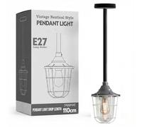 LEDSone E27 Vintage Metal Steampunk Conduit Pipe Pendant Light Fitting with Grey Fisherman's Style Cage Indoor Hanging Ceiling Light for Kitchen Room Decor Energy Efficient A+