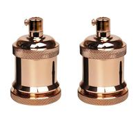 LEDSone E27 Vintage Solid Bulb Socket Ceramics Lamp Holder Edison Screw Light Bulb Socket Adapter Ideal for Vintage Edison Filament Bulbs Antique metal (Rose Gold 2 Pack)