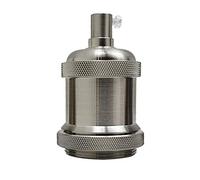 LEDSone E27 Vintage Solid Bulb Socket Ceramics Lamp Holder Edison Screw Light Bulb Socket Adapter Ideal for Vintage Edison Filament Bulbs Antique metal (Satin nickel)