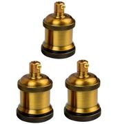 LEDSone E27 Vintage Solid Bulb Socket Ceramics Lamp Holder Edison Screw Light Bulb Socket Adapter Ideal for Vintage Edison Filament Bulbs Antique metal (Yellow Brass 3 Pack)
