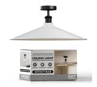 LEDSone E27 Vintage White Semi Flush Mount Ceiling Light with 40cm Flat Shade Easy Fit Premium Quality Anti Rust Durable Metal Ceiling Lighting Fixtures for Kitchen Bedroom EPCA+