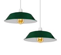 LEDSone Easy fit Retro 36cm Pendant Lampshade, Hanging Pendant Light Shade Easy Fit Various Type Indoor Lampshade loft Industrial Style Metal Light Shade (Green 2Pack)