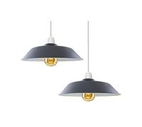 LEDSone Easy fit Retro 36cm Pendant Lampshade, Hanging Pendant Light Shade Various Type Indoor Lampshade loft Industrial Style Metal Light Shade (Grey 2Pack)