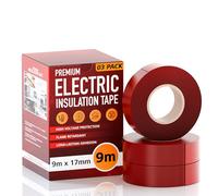 LEDSone Electrical Insulation Tape Red 17Mmx9M 3 Pack Flame Retardant