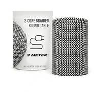 LEDSone Fabric Cable 3Meter Round Lamp Cord, Braided Electrical Wire with Flexible 7mm Diameter Pure Copper Ideal for Modern Lighting, Pendant Lamps, and Home or Office Electrical Projects