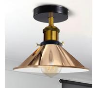 LEDSone E27 Flush Ceilings Light with 22cm French Gold Conical Lampshade Easy to Fit Durable Metal Semi Flush Mount Ceiling Lighting for Bedroom, Kitchen, Dining Room, with EPC A+ Bulb