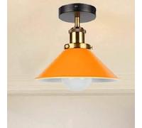 LEDSone Flush Mount Ceiling Light 22cm Orange Conical Lampshade E27 Base Holder Ceiling Light Fitting for Bedroom Kitchen Hallway Dining Room Easy Fit Anti Rust Durable Metal with Bulb