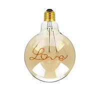 LEDSone G125 Vintage Edison LED Bulb 4W E27 Screw Base Warm White Light Decorative Love Filament Globe Bulb Retro Style Love Design Filament Glass Antique Indoor Lamp Lighting Bulb