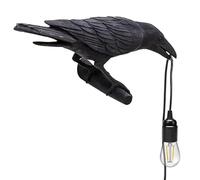 LEDSone Gothic Black Raven Wall Light, Vintage Crow Lamp with E27 Bulb Holder, Resin Bird Wall Sconce Industrial Steampunk Art Decor for Bedroom, Living Room, Bar, Halloween Retro Lighting