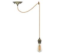 LEDSone Green Brass E27 Pendant Light Fitting with 195cm Cable, Vintage Style