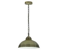 LEDSone Green Brass Pendant Light Metal 29cm Curvy Dome Lampshade Chain with Wire Cable Hanging Ceiling Lamp E27 Holder Adjustable 95cm PVC Cable Vintage Retro Lighting