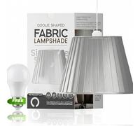 LEDSONE Grey Coolie Fabric Lampshade with A60 LED Bulb Included, Pleated Tapered Ceiling Pendant Light Shade for Bedroom Living Room Kitchen Dining Room Modern Home Decor Lighting