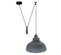 LEDSone Grey Pendant Light, Adjustable Height Industrial Pulley Lighting, Rustic Ceiling Hanging Light Edison Island Lamp for Farmhouse Dinner Room Kitchen Hallway, Black, E27 Bulb Socket