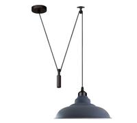 LEDSone Grey Pendant Light, Adjustable Height Industrial Pulley Lighting, Rustic Ceiling Hanging Light Edison Island Lamp for Farmhouse Dinner Room Kitchen Hallway, Black, E27 Bulb Socket