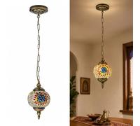 LEDSone Handmade Turkish Lamp Moroccan Ottoman Style Mosaic Globe Mosaic Hanging Lamp Single Chain Lights Home Bedroom Restaurant Cafe Decoration Light