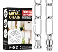 LEDSone Heavy Duty Metal Chain - 90cm Iron Thread with Carabiners for Vintage Chandelier Suspended Pendant Hanging Chains, Safety Barriers, and Outdoor, Indoor & Garden Décor