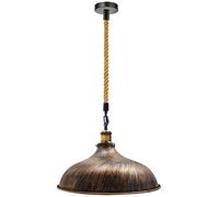 LEDSone Hemp Rope Ceiling Pendant Light 36cm Metal Brushed Copper Shade Adjustable Hanging Ceiling Fixture for Living Room Bedroom Kitchen Restaurant Coffee Bar