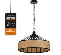 LEDSone Hemp Rope Pendant Light 40cm Rustic Ceiling Light with Chain