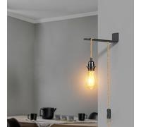 LEDSone Hemp Rope Plug in Pendant Lighting with 2M Cable, E27 Lamp Holder with On/Off Switch, Plug in Ceiling Light, Hemp Rope Light Fitting, Vintage Industrial Hanging Light Cord for DIY Lampshade