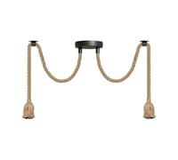 LEDSONE Hemp Rope Retro Pendant Lighting, Industrial E27 Lamp holder 2m Spider Rope Ceiling Hanging Spider Pendant Light Fitting for Living room Bed room Restaurant (Double without Bulb)
