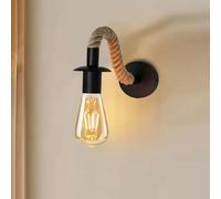 LEDSone Hemp Rope Wall Lamp, Industrial Wall Light Sconce Fixture, E27 Hemp Rope Retro Adjustable Wall Lamp for Corridor Living Room Bedroom Cafe Bar Loft