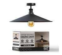 LEDSone Home Black Ceiling Light Fixture Industrial Chandeliers Morden Semi Flush Mount LED Ceiling Lights Metal Lampshade with E27 Base for Bedroom, Living Room, Dining Room, Kitchen, Hallway EPC
