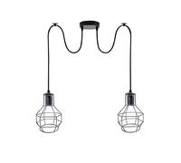 LEDSone Industrial 2 Head Ceiling Pendant Light - Brushed Silver 15cm Wire Cage Lampshade Indoor Fitting for Home Décor, Kitchen, Living Room, Café, Improvement Essential