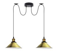LEDSone Industrial 2 Head Spider Pendant Lights Green Brass E27 Pendant Lamp Fixture 2M Adjustable Hanging Ceiling Lamp with Metal Lampshade for Kitchen, Living Room, Bedroom, Bar, Cafe