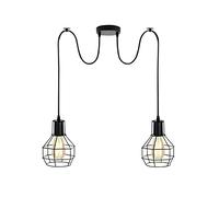 LEDSone Industrial 2 Way Ceiling Pendant Light - Black Inner White 15cm Wire Cage Lampshade Indoor Fitting for Home Décor, Kitchen, Living Room, Café, Improvement Essential