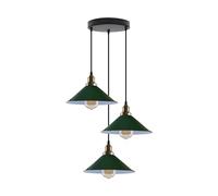 LEDSone Industrial 3 Head Black Metal Ceiling Pendant Light (Green with Bulb)