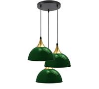 LEDSone Industrial 3 Head Ceiling Pendant Light Green 21 Cm Dome Lampshade with Adjustable Cable and E27 Socket for Dining Room, Kitchen Island, Bedroom, Hallway