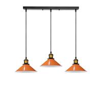 LEDSone Industrial 3-Light E27 Pendant Lighting Adjustable Metal Hanging Lamp Ceiling Lamp Hanging Light Fixtures Orange Pendant Lights for Kitchen Island Dining Room Barn.