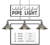 LEDSone Industrial Kitchen Island Light Ceiling Pendant Light Fitting lampshade Vintage 3 Way Brushed Silver bar Pipe Lighting for Living Rooms Corridor Cafe Hallway Restaurant Club