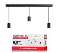 LEDSone Industrial 3 Way Ceiling Pendant Light Metal E27 Suspended Droplet Lamp Rectangle Ceiling Base Chandelier for Bedroom Dining Room Kitchen Living Room