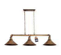 LEDSone Industrial 3 Way Pipe Pendant Lamp E27 Lamp Holder Metal Shade Ceiling Light Fixture with 95cm Adjustable Hanging Chandelier for Dining Room, Kitchen Island, Bar (Brushed Copper - Cone Shade)
