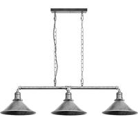 LEDSone Industrial 3 Way Pipe Pendant Light E27 Lamp Holder 22cm Brushed Silver Cone Shade Ceiling Light Fixture with 95cm Adjustable Hanging Chandelier for Dining Room, Kitchen Island, Bar