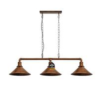 LEDSone Industrial 3 Way Steampunk Pipe Ceiling Light Brushed Copper Vintage Metal Pendant Light Fixture with Cone Lampshades E27 Base Ideal for Kitchen, Bar, Café, Living Room