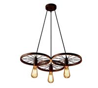 LEDSone Industrial 3 Wheel Pendant Light with 30cm Metal Lampshade Rustic Red Ceiling Fittings for Living Room Dining Room Bedroom Hallway Kitchen Staircase.